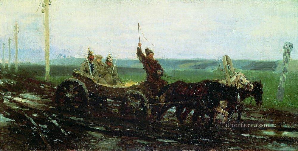 under escort on the muddy road 1876 Ilya Repin Oil Paintings